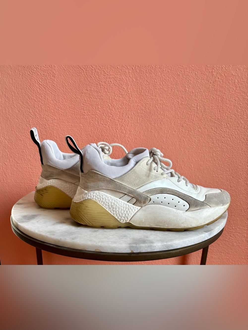 Cynthia Rowley White and Beige Chunky-Soled Sneakers